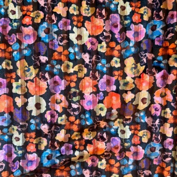 Stine Goya Floral Velvet Wrap Front Ruched Long Sleeve Line Top Multicolor Small - Picture 5 of 10